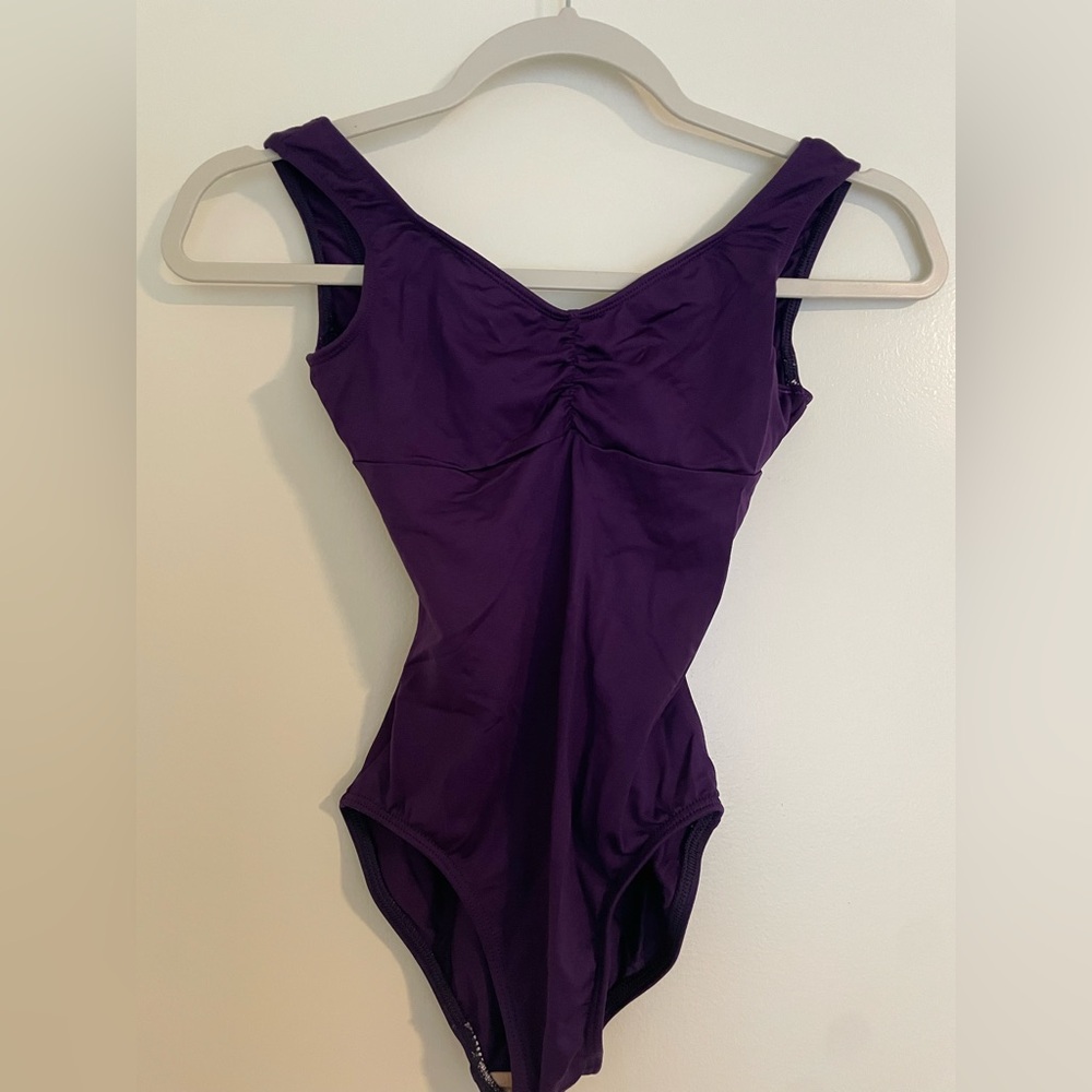 Motionwear Purple Tank Ballet Leotard w/ Pinch Front